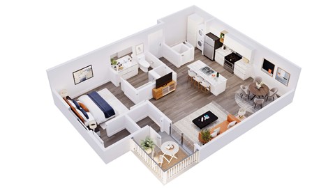 Floor plan for 1 bed, 1 bath, 850 sqft